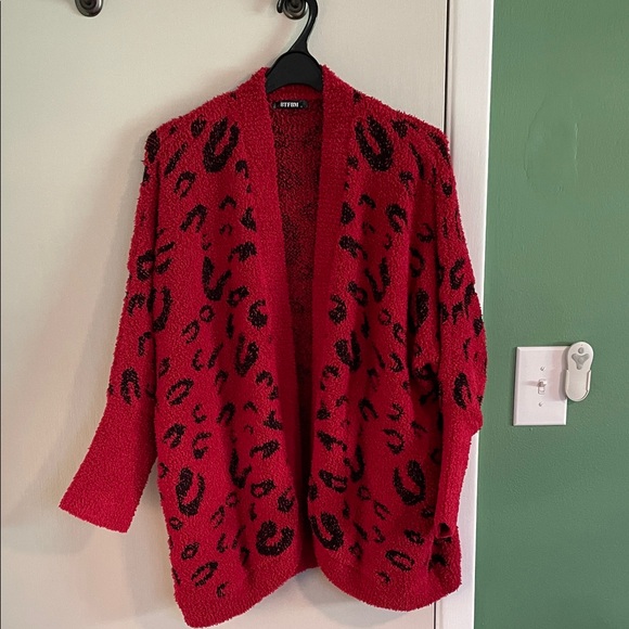 BTFBM Sweaters - BTFBM Red and Black Women's Cardigan, worn once for theme party.